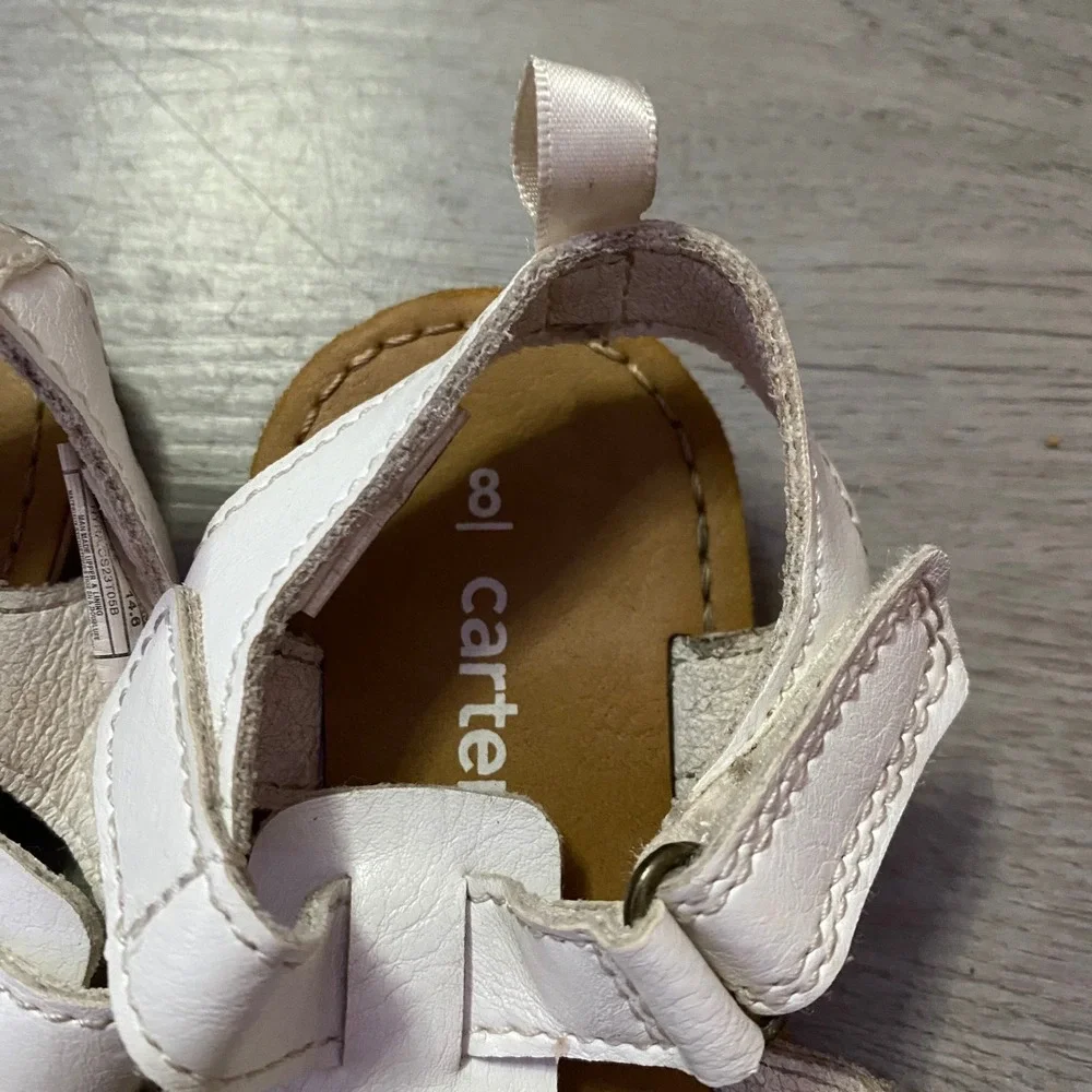 Carter's Sandals Toddler Kids Size 8 White Silver Glitter Braided Gladiator